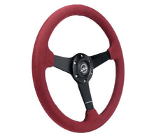Load image into Gallery viewer, NRG Sport Wheel (350mm) 3 Solid Spokes - 1.5in Deep - Burgundy - Micro Suede - Black Stitching | RST-037MB-BUA
