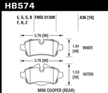 Load image into Gallery viewer, Hawk 07+ Mini Cooper Performance Ceramic Street Rear Brake Pads Brake Pads - Performance Hawk Performance   
