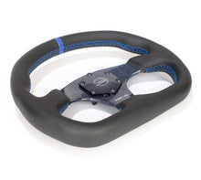 Load image into Gallery viewer, NRG Carbon Fiber Steering Wheel (320mm) Blue CF Center w/Blue Stitch Blue Center Mark Flat Bottom | RST-024CF/BL

