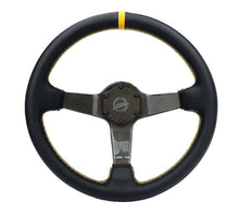 Load image into Gallery viewer, NRG Carbon Fiber Steering Wheel (350mm) Leather Trim w/Gold Stiching/Center Mark | RST-036CF-GD
