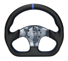 Load image into Gallery viewer, NRG Carbon Fiber Steering Wheel (320mm) Blue CF Center w/Blue Stitch Blue Center Mark Flat Bottom | RST-024CF/BL
