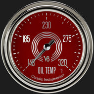 Classic Instruments V8 Red Steelie 2 5/8" Oil Temperature Gauge V8RS328SLC