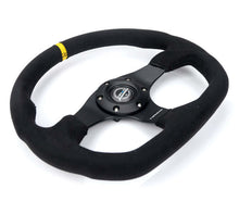 Load image into Gallery viewer, NRG Reinforced Steering Wheel (320mm) Sport Alcantara Flat Bottom w/ Yellow Center Mark | RST-024MB-SA-Y

