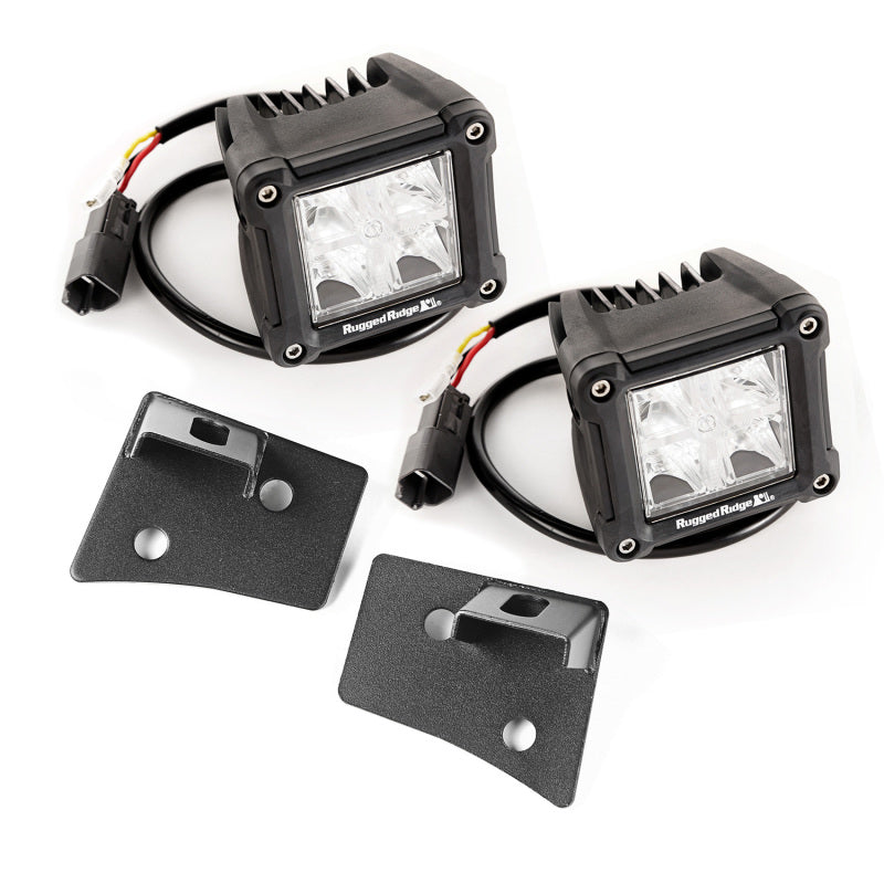 Rugged Ridge 07-18 Jeep Wrangler JK Dual Cube Windshield LED Kit w/ Brackets Rugged Ridge
