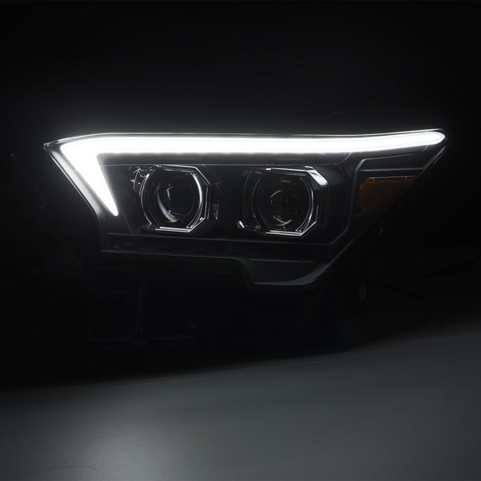 AlphaRex 23-24 Toyota Tacoma LUXX-Series LED Proj Headlights Blk w/Actv Light & Seq. Sig + DRL AlphaRex