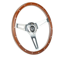 Load image into Gallery viewer, NRG Reinforced Steering Wheel (360mm) Dark Wood Grain w/Chrome 3-Spoke Center | RST-363SL
