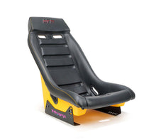 Load image into Gallery viewer, NRG GT Retro Bucket Seat - Black PVC Leather Yellow Stitching Yellow Glitter Fiberglass Back | PRI-100BK-ARCADE
