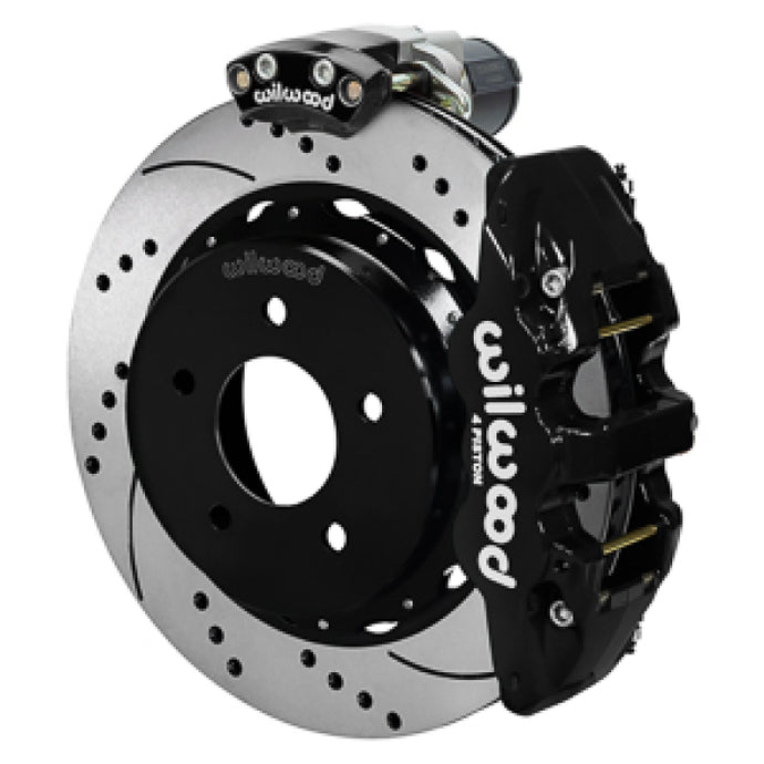 Wilwood 88-98 GM C1500 Aero4 Rear Elec. Parking Brake Kit 14in SRP Rotor 3.25in Offset - Blk Wilwood