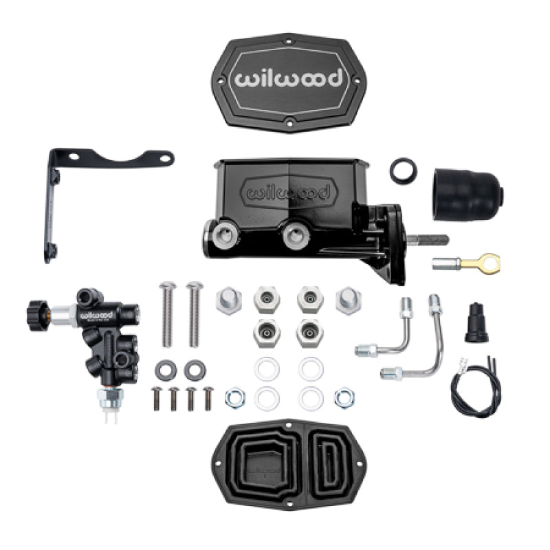 Wilwood MOPAR Compact Tandem M/C Kit w/ P-Valve & Pushrod 15/16in Bore - Black Wilwood