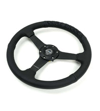 Load image into Gallery viewer, NRG Reinforced Black Perforated Leather Steering Wheel 350mm / 1.5in Deep w/ Goal Digger Blk Stitch | RST-037MB-BGD-R
