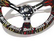 Load image into Gallery viewer, NRG Reinforced Steering Wheel R Litteral Sig 3in Deep/5mm Chrm Spk - Blk Alc w/ Red Stitch | RST-018CH-RLB
