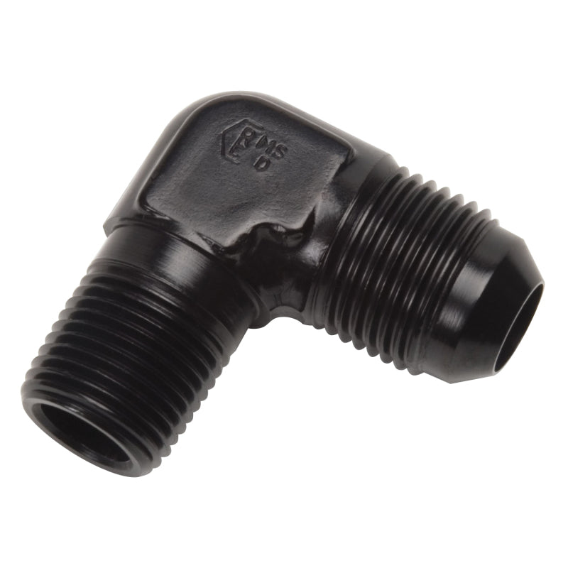 Russell Performance -4 AN to 1/8in NPT 90 Degree Flare to Pipe Adapter (Black) Russell