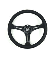 Load image into Gallery viewer, NRG Reinforced Perforated Leather Racing Steering Wheel 350mm / 2.5in Deep / 4mm Matte Black Spoke | RST-030PR-BK

