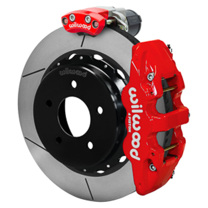 Wilwood 88-98 GM C1500 Aero4 Rear Electronic Parking Brake Kit 14in Rotor 3.25in Offset - Red Wilwood