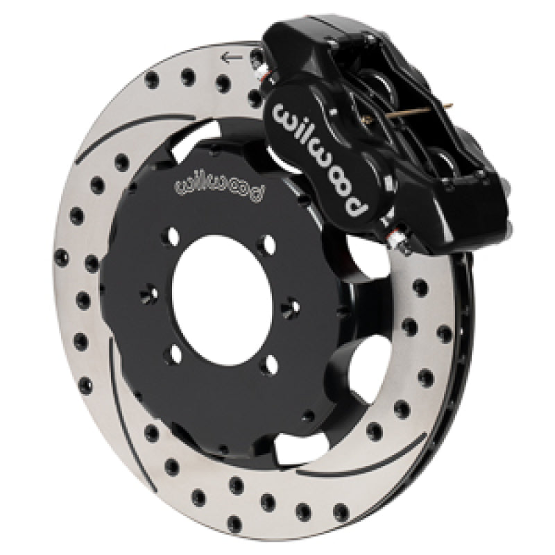 Wilwood Forged Dynalite Front Hat Kit 11.75in SRP Drilled/Slotted Rotor Black Caliper 16+ Miata Wilwood
