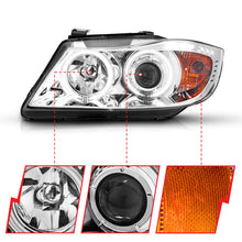 Load image into Gallery viewer, ANZO 2006-2008 BMW 3 Series E90-E91 Projector Headlights w/ Halo w/ LED Bar Chrome (CCFL) Headlights ANZO
