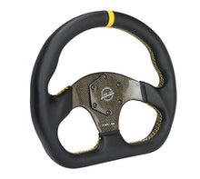 Load image into Gallery viewer, NRG Carbon Fiber Flat Bottom Steering Wheel (320mm) Yellow CF Center w/Yellow Stitch/Yellow Mark | RST-024CF/GD
