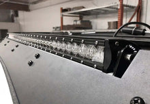 Load image into Gallery viewer, Cali Raised 40in Cutout Prinsu Roof Rack 42in Amber Led Light &amp; Brckt Kit w/ Sq. Blue Backlit Swtch
