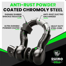 Load image into Gallery viewer, Rhino USA 3/4In D-Ring Shackle Set, Pack Of 2 (Black) Shackle Kits Rhino USA
