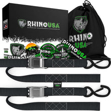 Load image into Gallery viewer, Rhino USA Cargo Tie-Downs Rhino USA Cambuckle Motorcycle Tiedown Straps 2-Pack (Black) 1.5In X 8Ft
