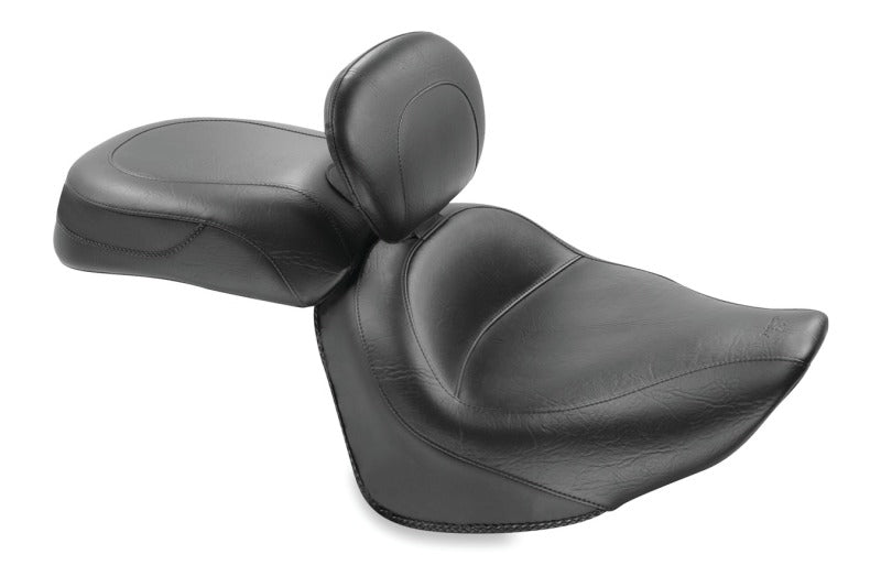 Mustang 08-17 Yamaha Raider Wide Touring 2PC Seat w/Diver Backrest - Black Misc Powersports Mustang Motorcycle   