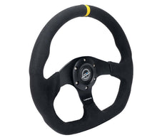 Load image into Gallery viewer, NRG Reinforced Steering Wheel (320mm) Sport Alcantara Flat Bottom w/ Yellow Center Mark | RST-024MB-SA-Y
