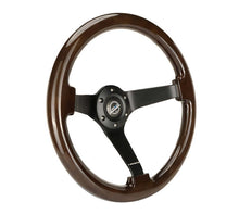 Load image into Gallery viewer, NRG Reinforced Steering Wheel (350mm) Dark Wood Grain - 3in Deep - Black 3-Spoke Center | RST-036BK-BKW
