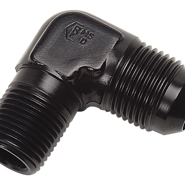 Russell Performance -6 AN to 1/8in NPT 90 Degree Flare to Pipe Adapter (Black) Russell
