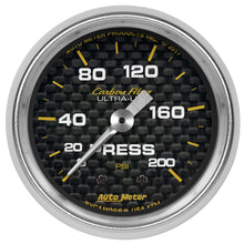 Load image into Gallery viewer, Autometer Carbon Fiber 2-1/16in Mechanical 0-200 PSI Pressure Gauge
