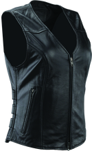 Load image into Gallery viewer, Kuryakyn Leather By River Road Plains Leather Vest Black Womens - Small Vests Kuryakyn
