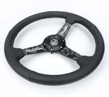 Load image into Gallery viewer, NRG Reinforced Black Perforated Leather Steering Wheel 350mm / 1.5in Deep w/ Goal Digger Blk Stitch | RST-037MB-BGD-R
