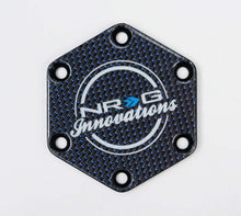 Load image into Gallery viewer, NRG Carbon Fiber w/ Blue Texalium Fabrics Horn Delete Button Circular Logo Front/ Back | STR-640CF/BL
