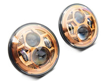 Load image into Gallery viewer, Raxiom 07-18 Jeep Wrangler JK 7-In LED Headlights Orange Housing- Clear Lens Headlights Raxiom
