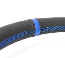 Load image into Gallery viewer, NRG Carbon Fiber Steering Wheel (320mm) Blue CF Center w/Blue Stitch Blue Center Mark Flat Bottom | RST-024CF/BL
