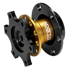Load image into Gallery viewer, Sparco 6-Bolt Steering Wheel Quick Release - Gold | 015R98R
