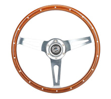 Load image into Gallery viewer, NRG Reinforced Steering Wheel (360mm) Dark Wood Grain w/Chrome 3-Spoke Center | RST-363SL
