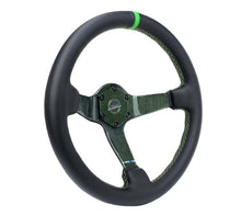 Load image into Gallery viewer, NRG Reinforced Steering Wheel (350mm) Green Carbon Fiber Center - Green Stitching &amp; Center Mark | RST-036CF-GN
