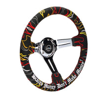 Load image into Gallery viewer, NRG Reinforced Steering Wheel R Litteral Sig 3in Deep/5mm Chrm Spk - Blk Alc w/ Red Stitch | RST-018CH-RLB

