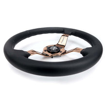 Load image into Gallery viewer, NRG Light Weight Gaming Steering Wheel - Spllitz 350mm 3 Rose Gold Spokes Slits - Leather | ST-010RG-PR
