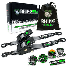Load image into Gallery viewer, Rhino USA Retractable Ratchet Straps (2Pk 2Inx10Ft) Gray Tow Straps Rhino USA
