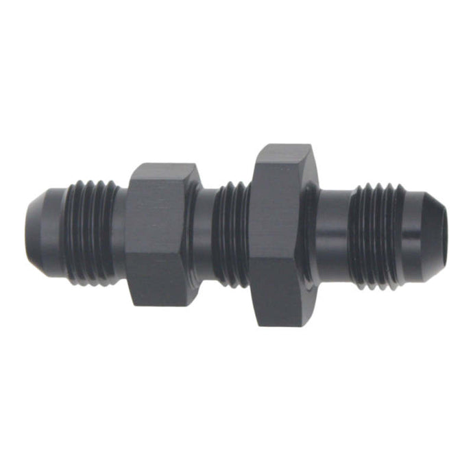 DeatschWerks 6AN Male Flare to 6AN Male Flare Bulkhead Adapter (Incl Nut) - Anodized Matte Black Fittings DeatschWerks