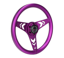 Load image into Gallery viewer, NRG Aluminum Steering Wheel 330mm - Arow Cutout - Ergonomic Grip - Anadized Purple | RST-070-PP
