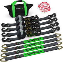 Load image into Gallery viewer, Rhino USA Heavy Duty Vehicle Tie Down Kit - Black Cargo Tie-Downs Rhino USA

