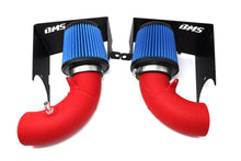 Load image into Gallery viewer, BMS Kia Stinger / Genesis G70 3.3L V6 Performance Dual Intake Intakes Burger Motorsports, Inc. Blue Filters with Matte Red Pipes No inlets (use factory turbo inlets)

