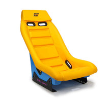 Load image into Gallery viewer, NRG GT Retro Bucket Seat - Yellow PVC Leather Yellow Stitching Off-White Fiberglass Back | PRI-100YL-OASIS

