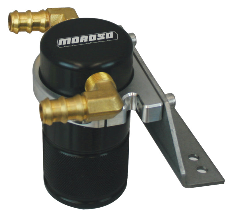 Moroso 11-14 Ford F-150 EcoBoost/5.0L Air/Oil Separator Catch Can - Small Body - Billet Alum - Black Moroso