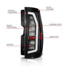 Load image into Gallery viewer, ANZO Tail Lights Anzo 07-14 Chevrolet Suburban / 07-14 GMC Yukon Black Full LED Tail Light Plank Style w/ Clear Lens
