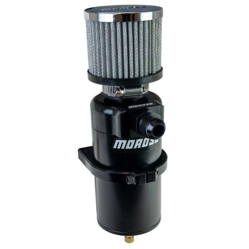 Moroso Single Inlet -10AN Billet Breather Tank Catch Can - Black Moroso