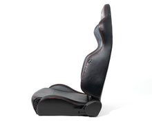 Load image into Gallery viewer, NRG Reclinable Racing Seats (Pair) Black Leather w/NRG Logo Red Stitch | RSC-208-1L/R
