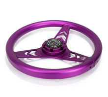 Load image into Gallery viewer, NRG Aluminum Steering Wheel 330mm - Arow Cutout - Ergonomic Grip - Anadized Purple | RST-070-PP

